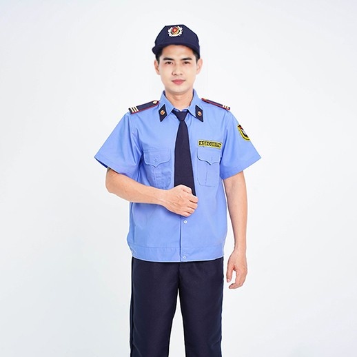 Áo bảo vệ ngắn tay bo đai thoáng mát siêu bền màu xanh, vải kate hàn BH02A