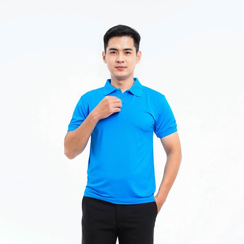 Áo phông đồng phục màu xanh dương P14