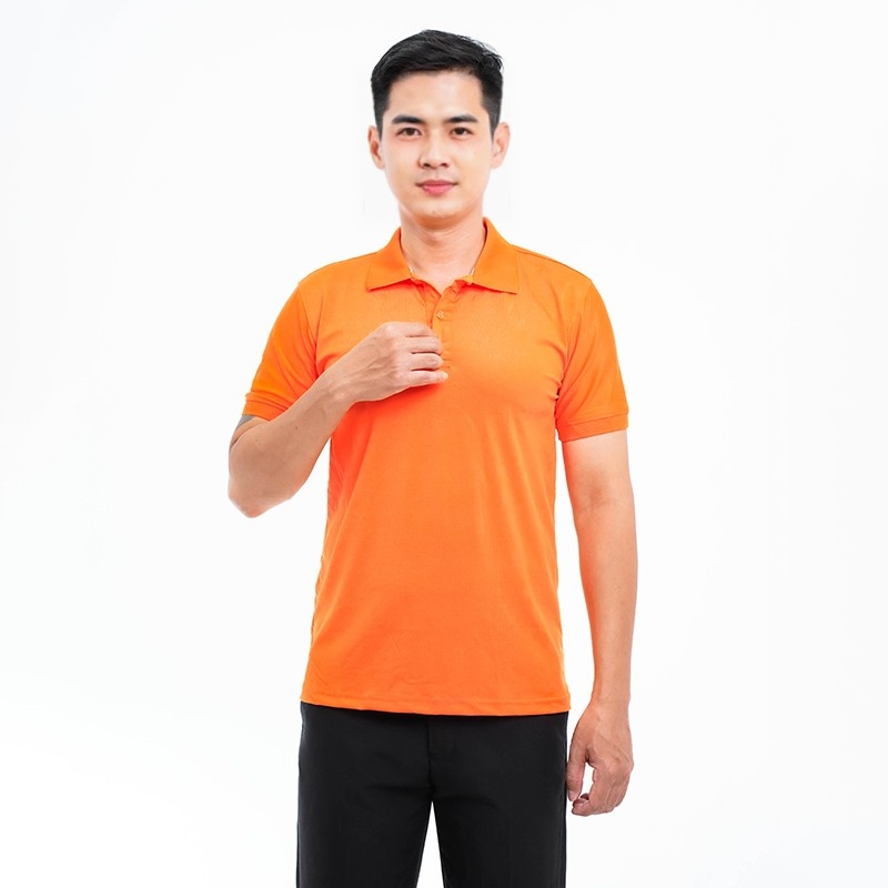 Áo polo đồng phục màu cam P09