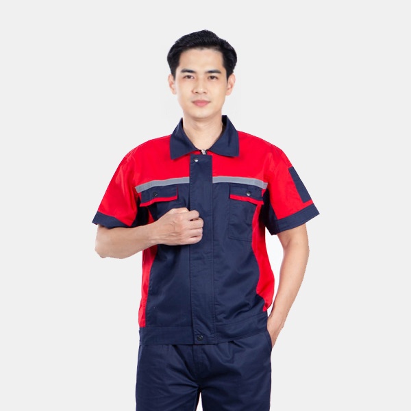 Quần áo bảo hộ lao động Evinz AV60 tay ngắn, form chuẩn cho kỹ sư, kỹ thuật