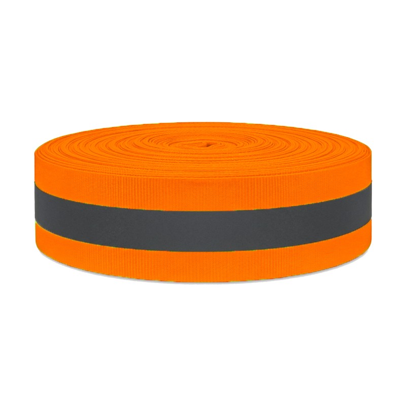 Dây phản quang vải màu cam khổ 5cm x 100m PQ02